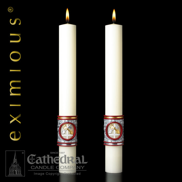 UPON THIS ROCK PASCHAL CANDLE / COMPLEMENTING ALTAR CANDLES