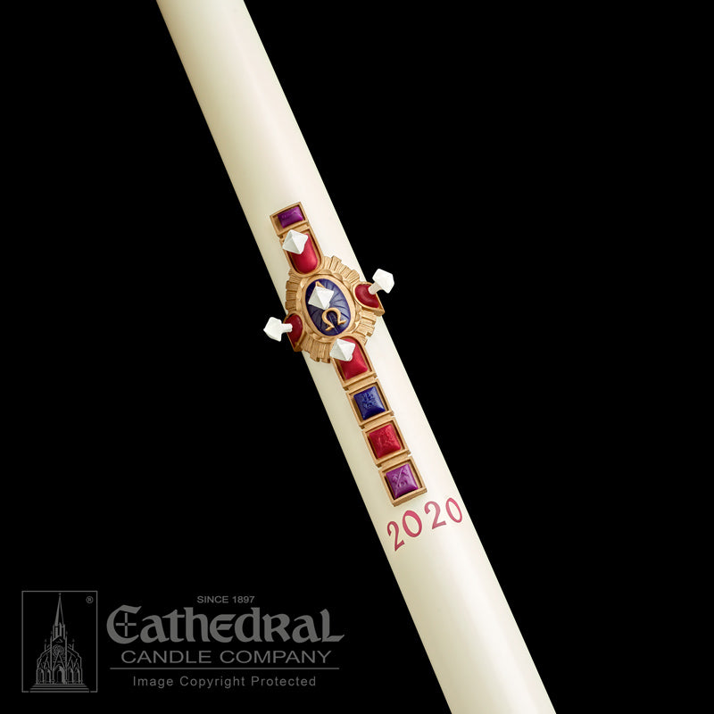 CHRIST VICTORIOUS PASCHAL CANDLE / COMPLEMENTING ALTAR CANDLES