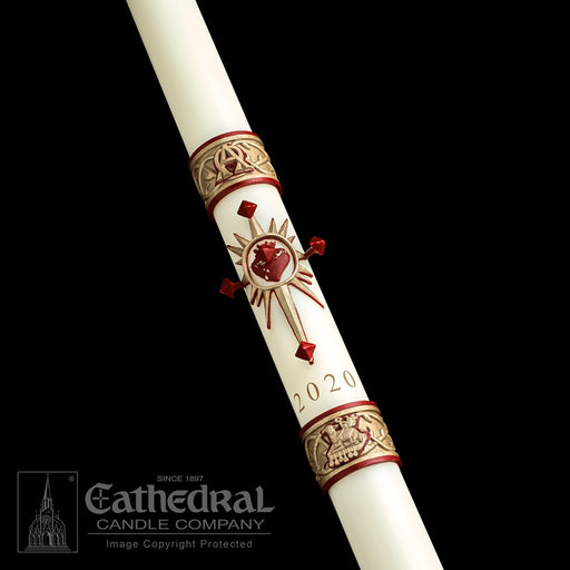 SACRED HEART PASCHAL CANDLE / COMPLEMENTING ALTAR CANDLES
