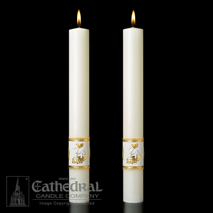 ORNAMENTED PASCHAL CANDLE / COMPLEMENTING ALTAR CANDLES