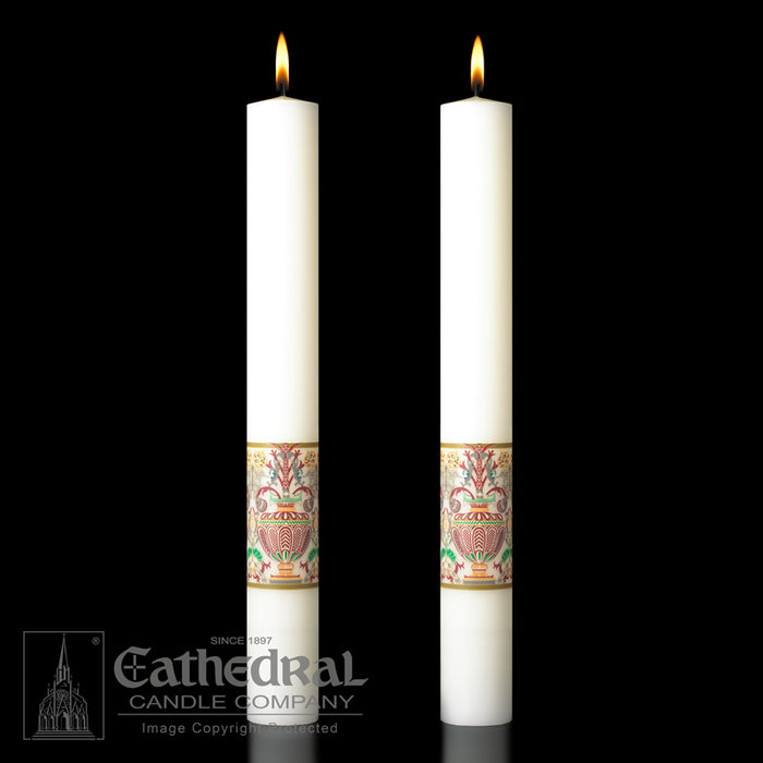 INVESTITURE - CORONATION OF CHRIST PASCHAL CANDLE / COMPLEMENTING ALTAR CANDLES