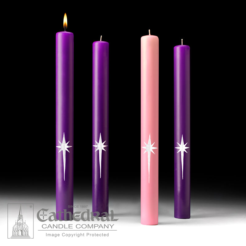 STAR OF THE MAGI ADVENT CANDLES - 1-1/2 INCH  X 16 INCH  - 51% BEESWAX