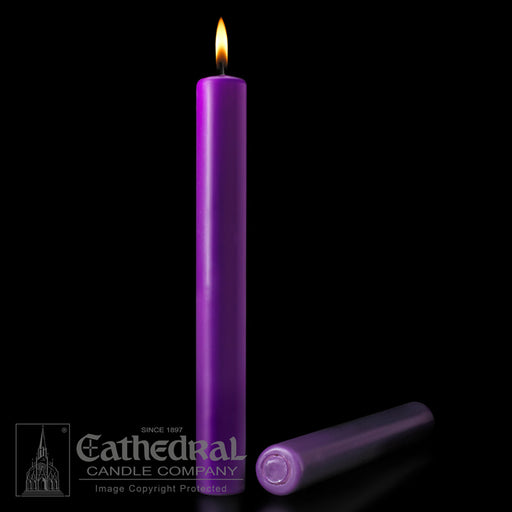 PURPLE ALTAR CANDLE - 1-1/2 INCH  X 12 INCH  - 51% BEESWAX