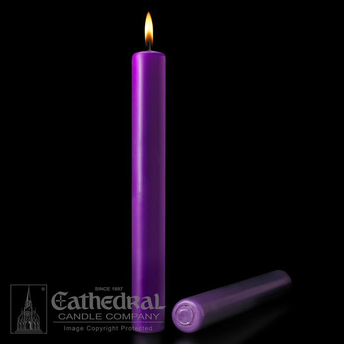 PURPLE ALTAR CANDLE - 1-1/2 INCH  X 16 INCH  - 51% BEESWAX