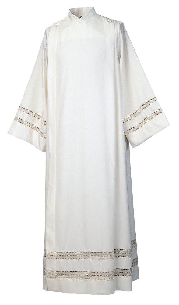 FRONT WRAP ALB - Style 448/I - Ivory 100% Polyester - Velcro closure with Lace Insert