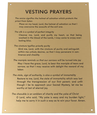 Vesting Prayers Plaque
