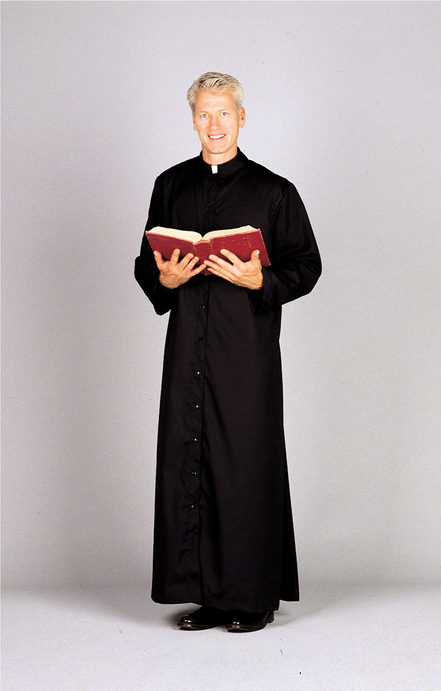 ADULT CASSOCK - Style 216U  65% polyester/35% cotton. Full Cut, Button Front in Black