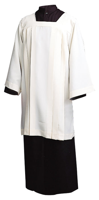 ECUMENICAL SURPLICE - Style 367 - Knee Length, Square Yoke with long sleeves. 100% Ivory Polyester